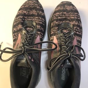 Women’s Brooks Ghost 10 Running Shoes Gray Pink Black Size 7.5 Cleaned Sanitized